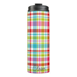 Termo Bright Rainbow Plaid Checkered Pattern Custom Name