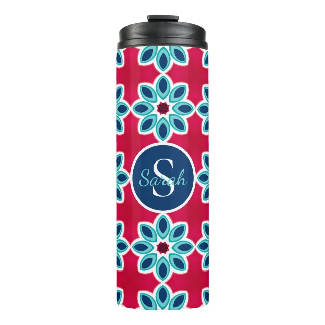 Termo Bright Red and Blue Modern Geometric Personalised (Anverso)
