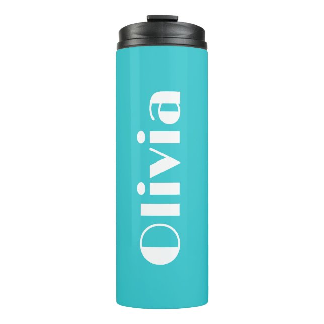 Termo Brillante Aqua Tumbler Con Nombre | Editable (Anverso)