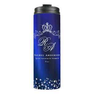 Termo Brillante corona monograma azul