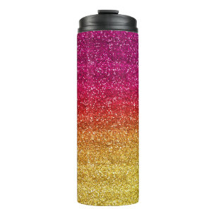 Termo Brillante Glitter Gradiente Rosa Oscuro y Amarillo