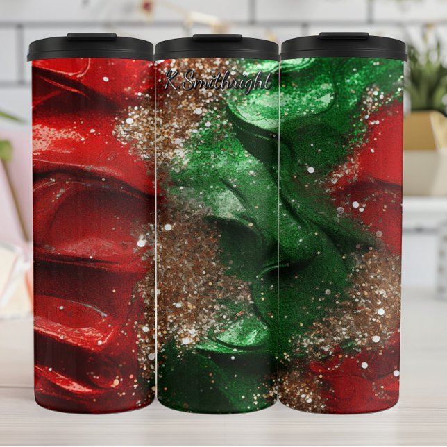 Termo Brillo de Navidad con Remolino Rojo Verde (Subido por el creador)