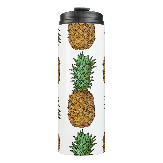 Termo Brillo de piña: Ilustracion tropical de verano (Anverso)
