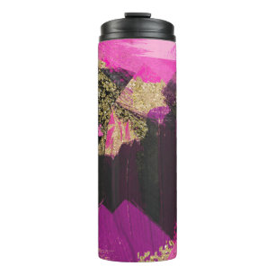 Termo Brillo Dorado Negro Rosa Moderno Glam Grunge Broch