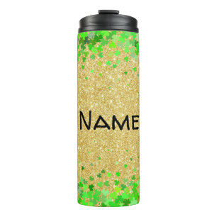 Termo Brillo Personalizado y Tréboles de Cuatro Hojas