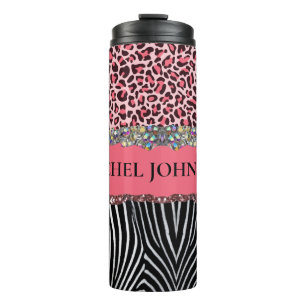 Termo Brillo Rosa Super Femenino Estampado de Leopardo E
