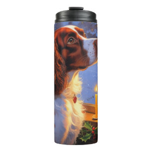 Termo Brittany Spaniel con Luces de Navidad Fiesta