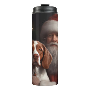 Termo Brittany Spaniel con Navidades de Santa Claus