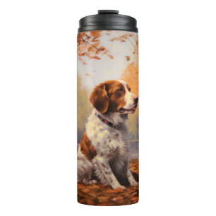 Termo Brittany Spaniel en Otoño Hojas Caídas Inspira