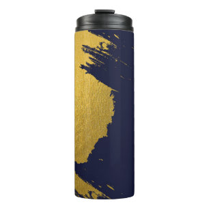 Termo Brochas de oro falsas con fondo azul marino