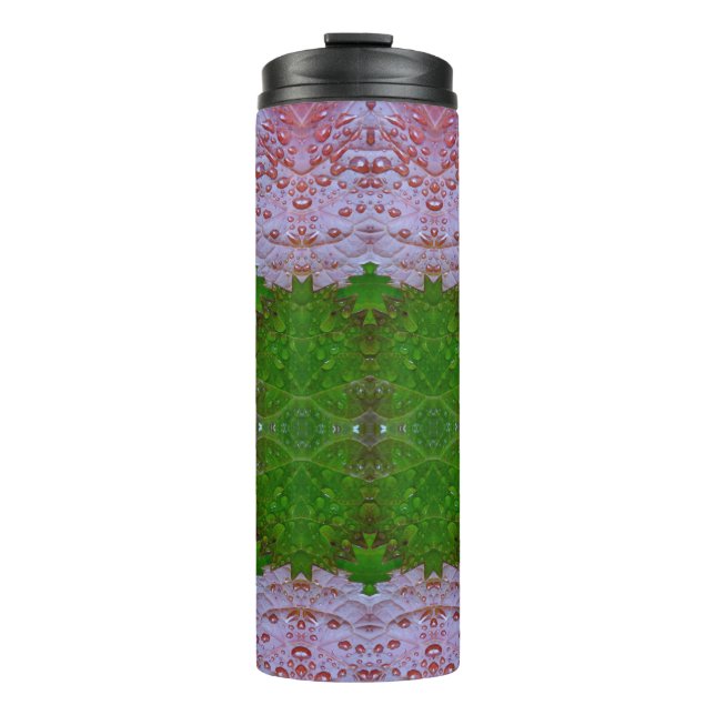 Termo Bronce y hojas verdes Ikat (Anverso)