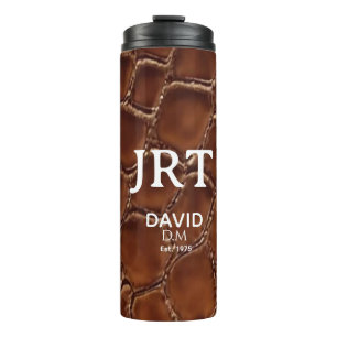 Termo Brown Crocodile Leather Monogram Travel Mug