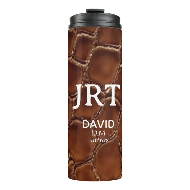 Termo Brown Crocodile Leather Monogram Travel Mug (Anverso)