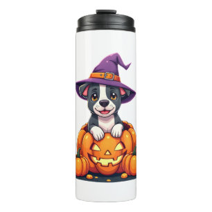 Termo Bruja Calabaza Perro Pitbull Divertido Halloween H