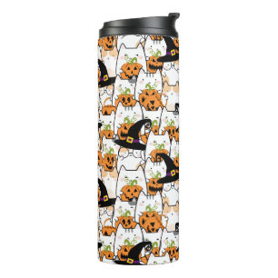 Termo Bruja de gato lindo sosteniendo Bumkin Halloween