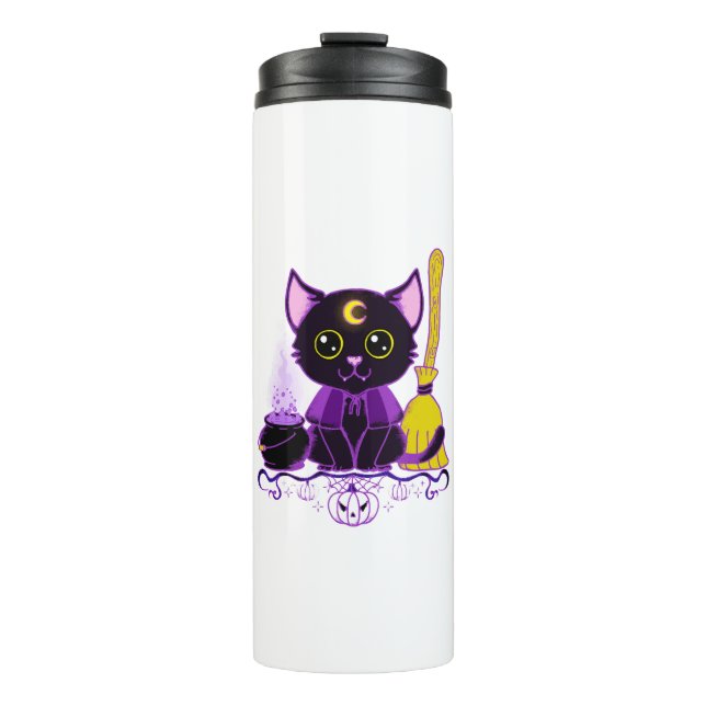 Termo Bruja de gato negro de Halloween lindo (Anverso)