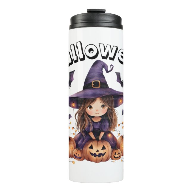 Termo Bruja de Halloween con calabazas Tumbler (Anverso)