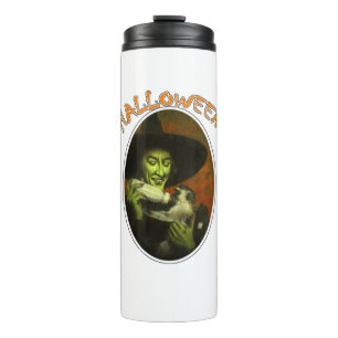 Termo Bruja de Halloween y mono volador