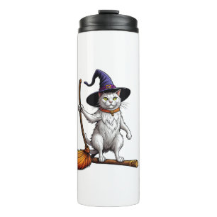 Termo Bruja Gato Mago Halloween Místico Amantes Gatos La