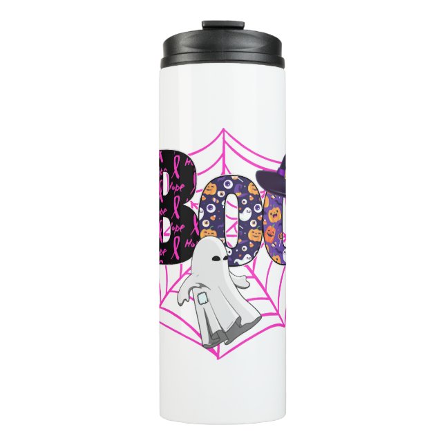 Termo Bruja Halloween Octubre Rosa (Anverso)