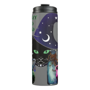 Termo Brujería Y Salvaje - Gato Negro De Halloween Y Poc