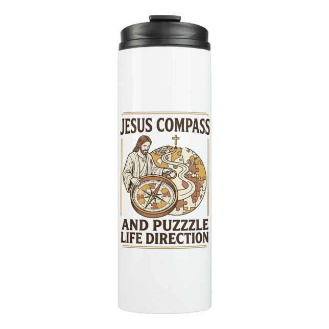 Termo Brújula de Jesús y rompecabezas Dirección de la vi (Anverso)