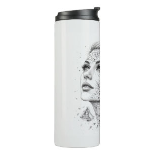 Termo Brújula de Mapa Personalizada Arte de Mujer Chic V