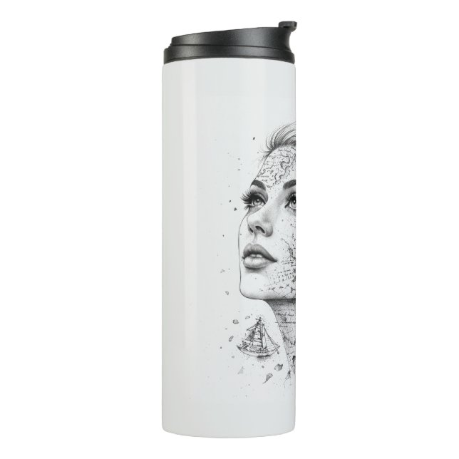 Termo Brújula de Mapa Personalizada Arte de Mujer Chic V (Rotado hacia la izquierda)