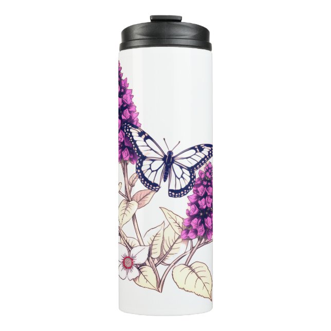 Termo Budleia de Mariposa Magenta (Anverso)