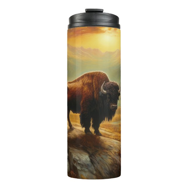 Termo Buffalo Bison Sunset Silhouette (Anverso)