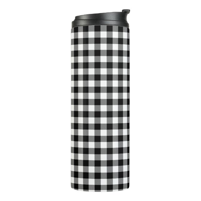 Termo Buffalo Gingham Black And White Check Planteado (Rotado hacia la izquierda)