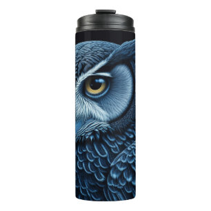 Termo Búho serio azul y negro