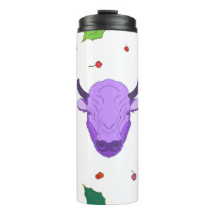 Termo Bull, holly, mistletoe y bayas. El símbolo de