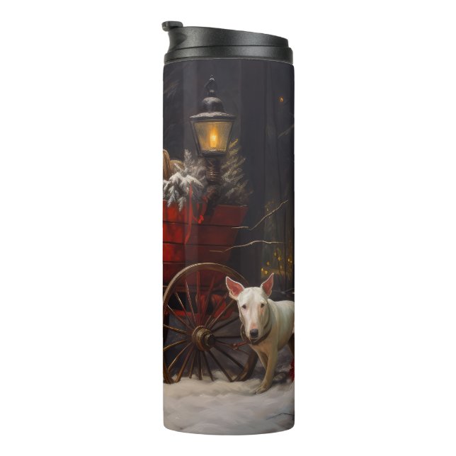 Termo Bull Terrier Nevado Trineo de Navidad Decoración (Rotado hacia la derecha)