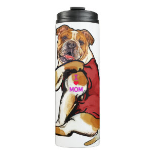 Termo Bulldog Amo a Mamá Perro Amantes de la camiseta re