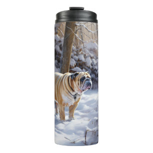 Termo Bulldog Deja que nieve Navidad Cepillado