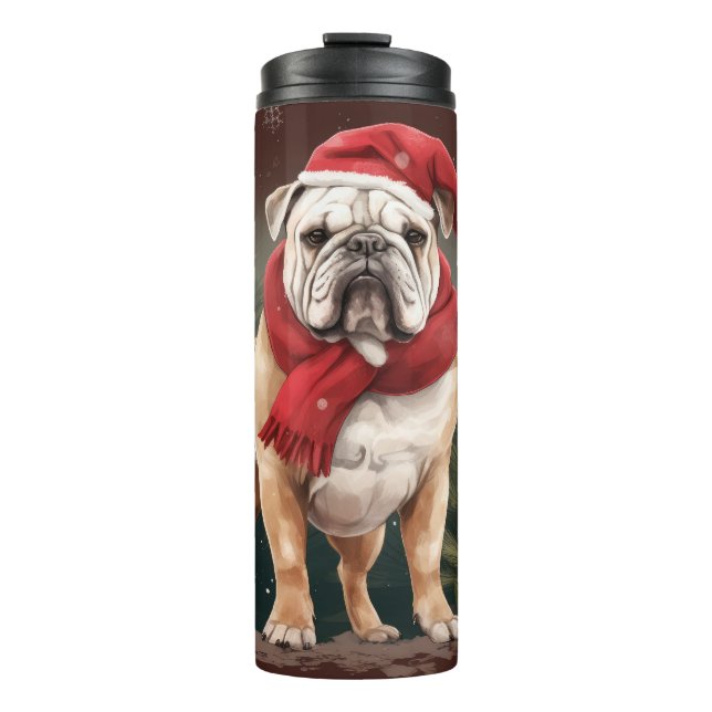 Termo Bulldog en Navidades de nieve (Anverso)