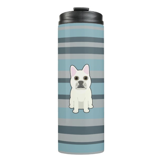 Termo Bulldog Francés Adorable de Rayas Azules (Anverso)
