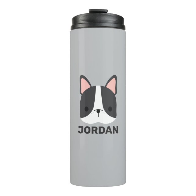 Termo Bulldog francés lindo con nombre personalizado (Anverso)