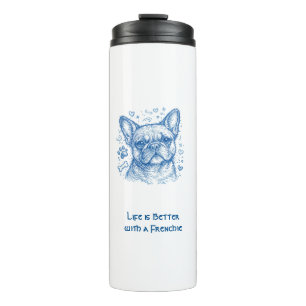 Termo Bulldog Francés lineart azul doodle frenchie