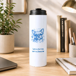 Termo Bulldog Francés lineart azul doodle frenchie