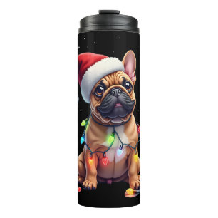 Termo Bulldog Francés Luces de Navidad Santa Bulldog Fra