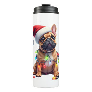 Termo Bulldog Francés Luces de Navidad Santa Bulldog Fra