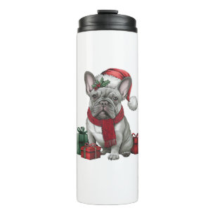 Termo Bulldog francés Navidad iluminando Bulldog Santa F