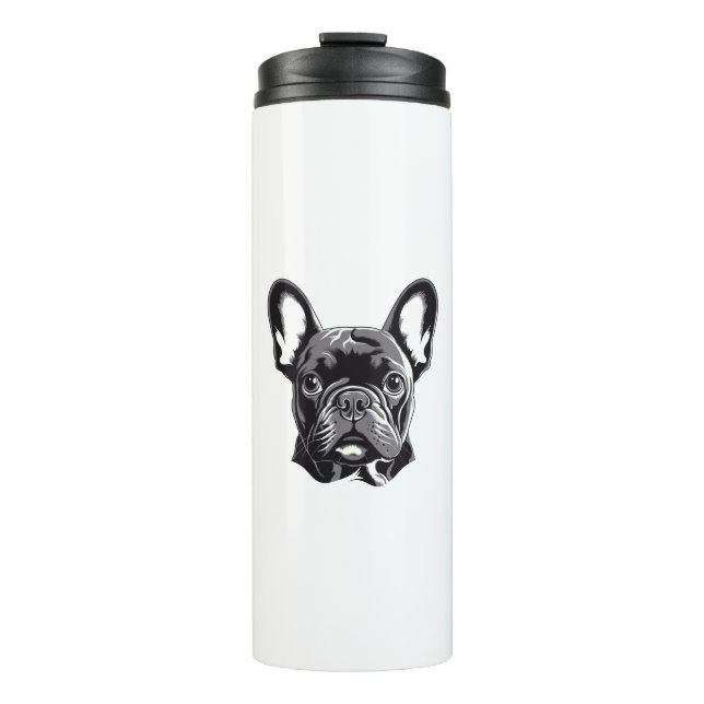 Termo Bulldog francés personalizado negro y blanco (Anverso)