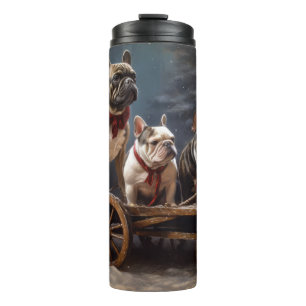 Termo Bulldog Francés Snowy Sleigh Decoración de Navidad