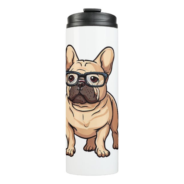 Termo Bulldog francés vistiendo gafas (Anverso)