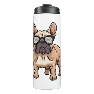 Termo Bulldog francés vistiendo gafas