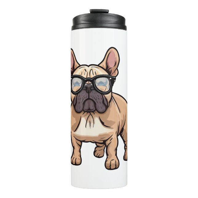 Termo Bulldog francés vistiendo gafas (Anverso)