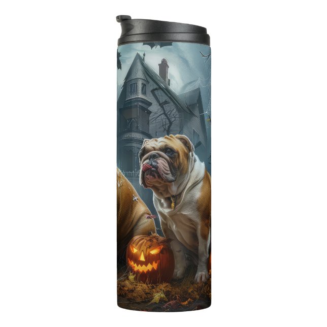 Termo Bulldog Halloween Noche Doggy Delight (Rotado hacia la derecha)